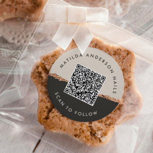 Roos goudglitter zwarte moderne elegante begroting ronde sticker