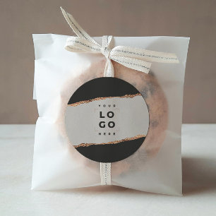 Roos goudglitter zwarte moderne elegante begroting ronde sticker