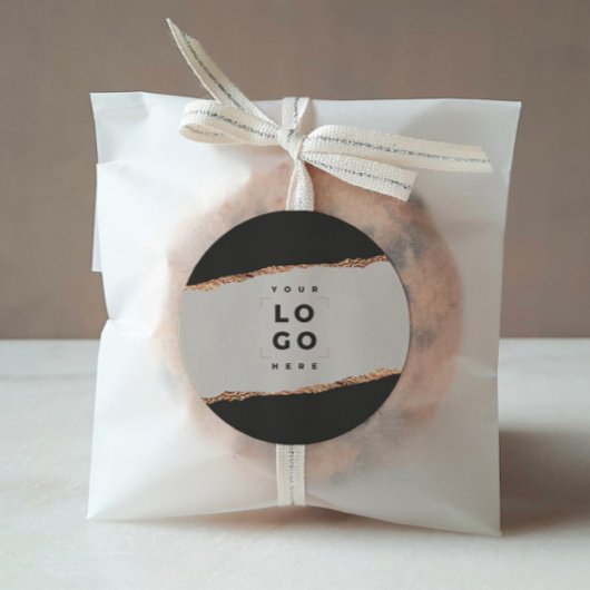 Roos goudglitter zwarte moderne elegante begroting ronde sticker