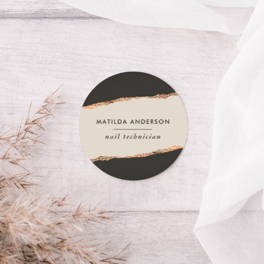 Roos goudglitter zwarte moderne elegante begroting ronde sticker