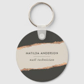 Roos goudglitter zwarte moderne elegante begroting sleutelhanger (Voorkant)