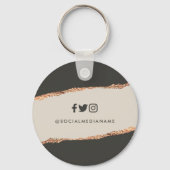 Roos goudglitter zwarte moderne elegante begroting sleutelhanger (Achterkant)