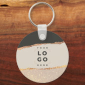 Roos goudglitter zwarte moderne elegante begroting sleutelhanger (Voorkant)