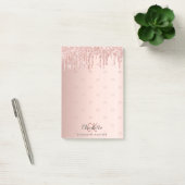 Roos goudglitterdrip monogram initiaal post-it® notes (Kantoor)