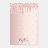 Roos goudglitterdrip monogram initiaal post-it® notes (Voorkant)
