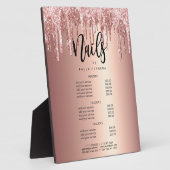 Roos goudglitterdripnagels, koper fotoplaat (Zijkant)