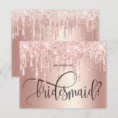 Roos goudglitterdruppels zijn mijn bruidsmeisje kaart (Voorkant / Achterkant)