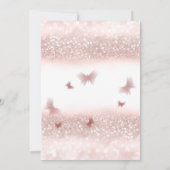 Roos goudglitterij tiara kalligrafie Quinceañera Kaart (Achterkant)