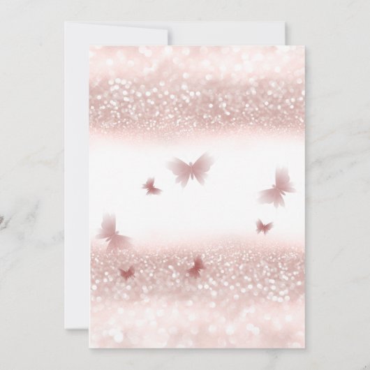 Roos goudglitterij tiara kalligrafie Quinceañera Kaart (Achterkant)