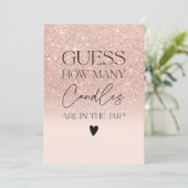 Roos goudglitterkaarsen vrijgezellenfeest kaart (Staand voorkant)