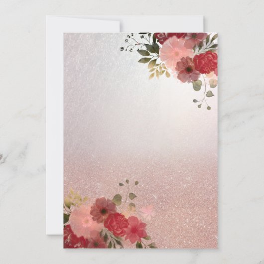 Roos goudglitterkruid Quinceañera Kaart (Achterkant)