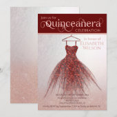 Roos goudglitterkruid Quinceañera Kaart (Voorkant / Achterkant)