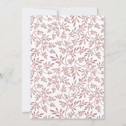 Roos goudglitterpatroon van bladeren met trendy br kaart (Achterkant)