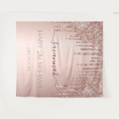 Roos goudglitterroze glans wandkleed (Voorkant (horizontaal))