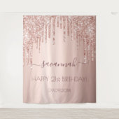 Roos goudglitterroze glans wandkleed (Voorkant)