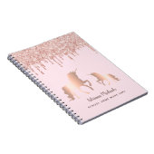 Roos goudglitterroze monogram glazuur, eenduidig notitieboek (Rechterzijde)