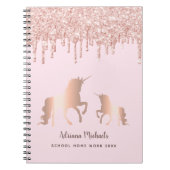 Roos goudglitterroze monogram glazuur, eenduidig notitieboek (Voorkant)