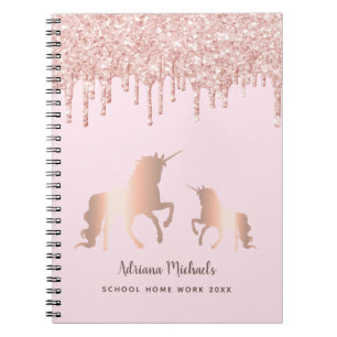 Roos goudglitterroze monogram glazuur, eenduidig notitieboek