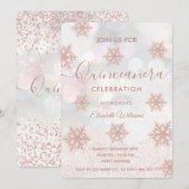 Roos goudglittersneeuwvlok Quinceañera Kaart (Voorkant / Achterkant)