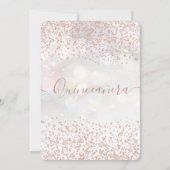 Roos goudglittersneeuwvlok Quinceañera Kaart (Achterkant)