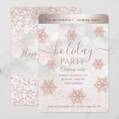 Roos goudglittersnowflake kerstfeest kaart (Voorkant / Achterkant)