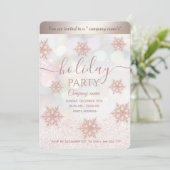 Roos goudglittersnowflake kerstfeest kaart (Staand voorkant)