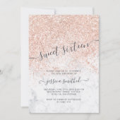 Roos goudglittertypografie marmer Sweet 16 Kaart (Voorkant)