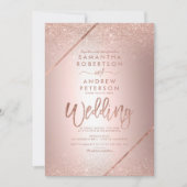 Roos goudglittertypografie met metalen folie bruil kaart (Voorkant)