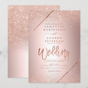 Roos goudglittertypografie met metalen folie bruil kaart