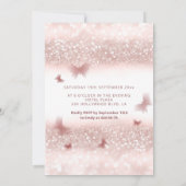 Roos goudglittervlinderkalligrafie kaart (Achterkant)