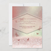 Roos goudglittervlinderkalligrafie kaart (Achterkant)