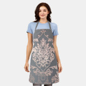 Roos goudgrijs Damask Design Schort (Gedragen)