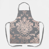 Roos goudgrijs Damask Design Schort (Voorkant)