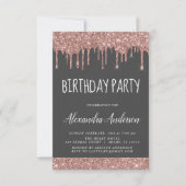 Roos Goudgrijs Sparkle Glitter Any Age Verjaardag Kaart (Voorkant)