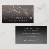 Roos goudgrijze marmer make-up typografie visitekaartje (Voorkant / Achterkant)