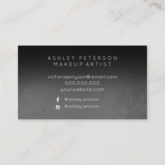 Roos goudgrijze marmer make-up typografie visitekaartje (Achterkant)