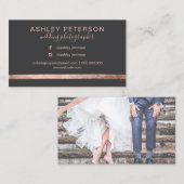 Roos goudgrijze trouwfotografie typografie visitekaartje (Voorkant / Achterkant)