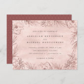 Roos goudhandbagage Waterverf bruiloft Uitnodiging Briefkaart (Voorkant / Achterkant)