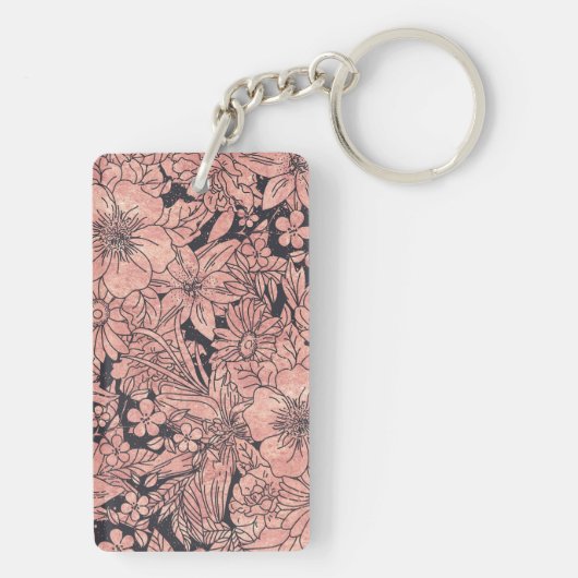 Roos goudhandgetekend afbeelding sleutelhanger (achterkant)