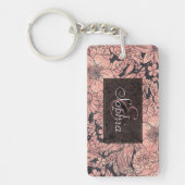 Roos goudhandgetekend afbeelding sleutelhanger (Voorkant)