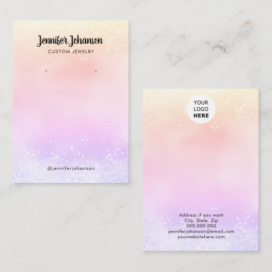 Roos goudhandjewelaar oorringen regenboog visitekaartje (Voorkant / Achterkant)