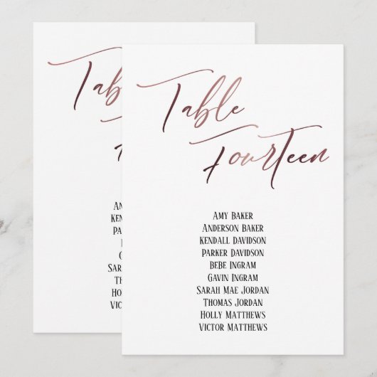 Roos goudhandschriftafel Veertien zetelkaart (Voorkant / Achterkant)