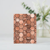 Roos goudhexaglam briefkaart (Staand voorkant)