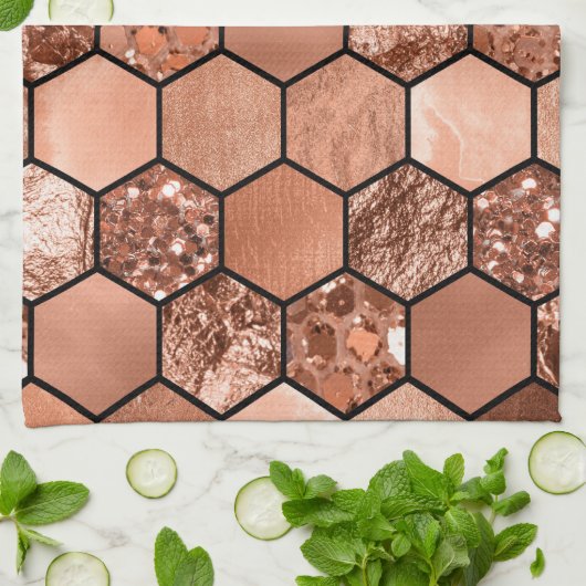 Roos goudhexaglam theedoek (Gevouwen)