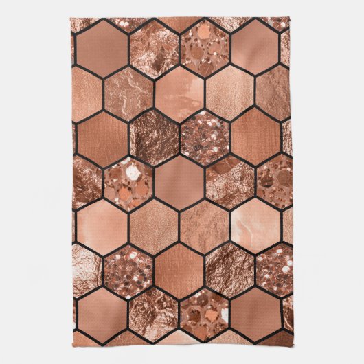 Roos goudhexaglam theedoek (Verticaal)