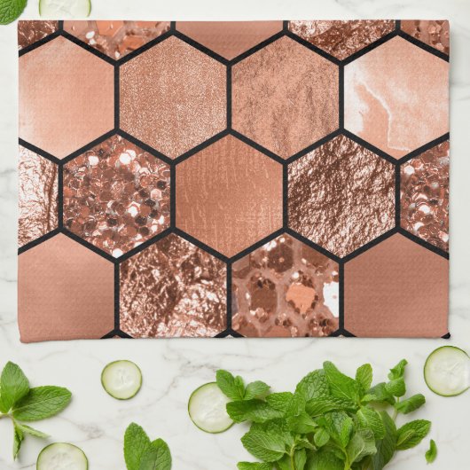 Roos goudhexaglam theedoek (Gevouwen)