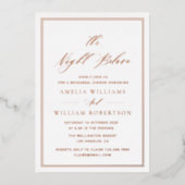 roos goudkalligrafie, repetitief diner folie uitnodiging (Voorkant)