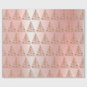 Roos goudkerstboom cadeaupapier (Vlak)