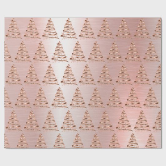 Roos goudkerstboom cadeaupapier (Vlak)