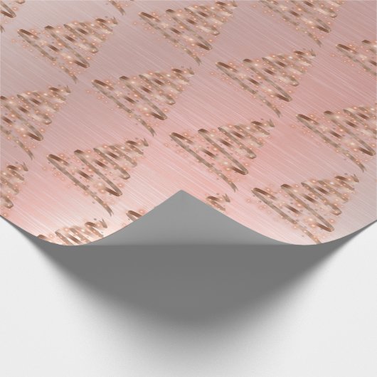 Roos goudkerstboom cadeaupapier (Hoek)